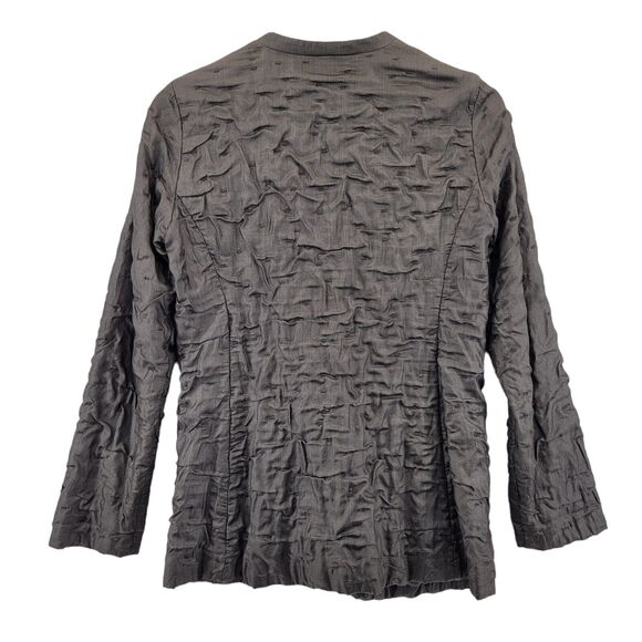 Eileen Fisher Womens Silk Open Jacket Brown Size XS Textured Embroidered Lined - Picture 3 of 9